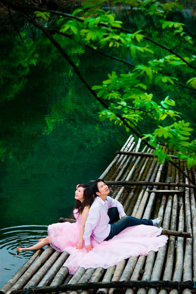 湖影夏季天姥山------沃州湖 婚纱照片欣赏