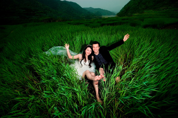 湖影夏季天姥山------沃州湖 婚纱照片欣赏