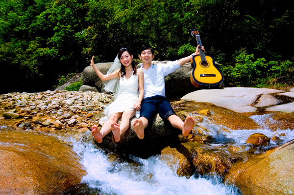 湖影夏季天姥山------沃州湖 婚纱照片欣赏